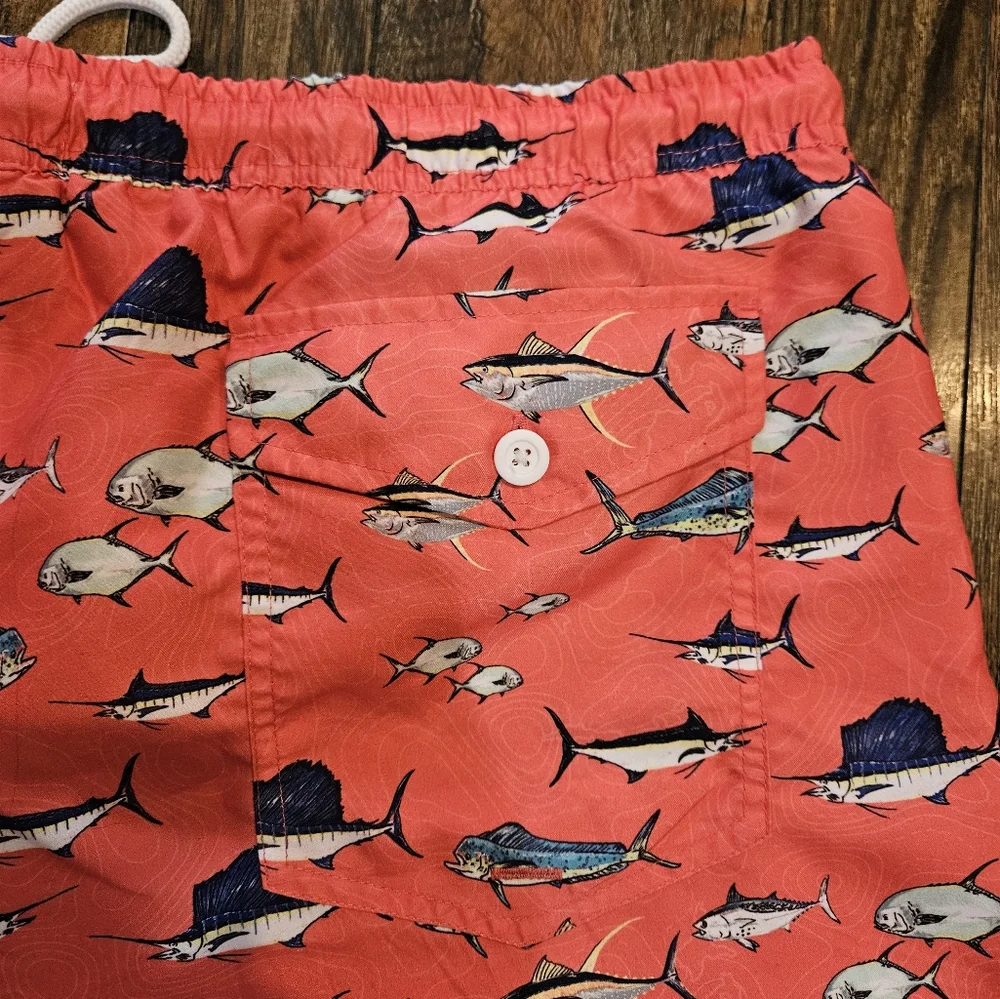 Ocean Coast Coral Pink  Mens‎ Ocean Life Swim Trunks.